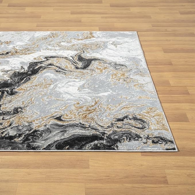 LUXE WEAVERS Marble Swirl Abstract Area Rug, Smoke 5x7