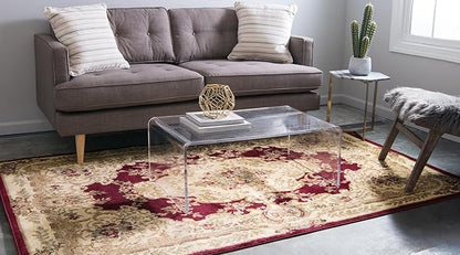 Rugs.com Chateau Collection Rug – 10' x 13' Red Medium Rug Perfect for Living Rooms, Large Dining Rooms, Open Floorplans