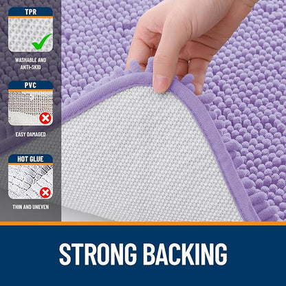 OLANLY Bathroom Rugs 36x24, Extra Soft Absorbent Chenille Bath Rugs, Rubber Backing Quick Dry, Machine Washable Bath Mats for Bathroom Floor, Tub and Shower, Home Decor Accessories, Lavender