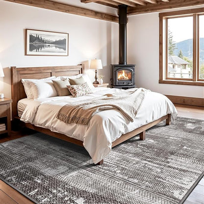 LUMI Washable Area Rug 5x8 for Living Room, Ultra Soft Stain Resistant Carpet with Non Slip Rubber Backing, Non-Shedding Low Pile Rugs for Bedroom, Dining Room, Indoor, Office