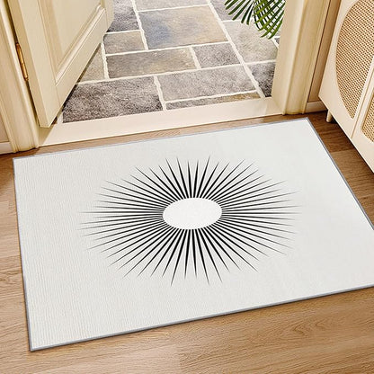 Mid Century Rugs for Living Room - 2x3 ft, Minimalist Sun Rug, Black and White Area Rug, Modern Abstract Washable Door Mat for Entryway, Kitchen, Optical Illusion Home Decor & Gifts