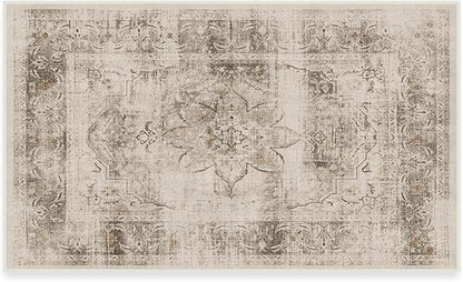 RUGGABLE Washable Vintage Area Rug – Sarrah Hazel 3x5, Stain-Resistant, Non-Slip – Small Machine Washable Rugs for Living Room, Bedroom, Hallway, Entryway & Office–with Standard Pad