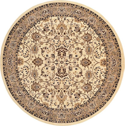 Unique Loom Sialk Hill Collection Area Rug - Washington (7' 10" Round Ivory/Black)