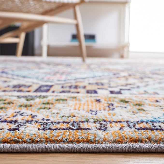 SAFAVIEH Madison Collection Runner Rug - 2'2" x 6', Orange & Beige, Boho Diamond Distressed Design, Non-Shedding & Easy Care, Ideal for High Traffic Areas in Living Room, Bedroom (MAD418P)