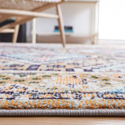 SAFAVIEH Madison Collection Area Rug - 10' x 14', Orange & Beige, Boho Diamond Distressed Design, Non-Shedding & Easy Care, Ideal for High Traffic Areas in Living Room, Bedroom (MAD418P)