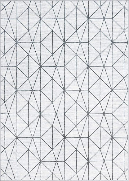 Rugs.com Lattice Trellis Collection Rug – 7' x 10' White Low-Pile Rug Perfect for Living Rooms, Large Dining Rooms, Open Floorplans