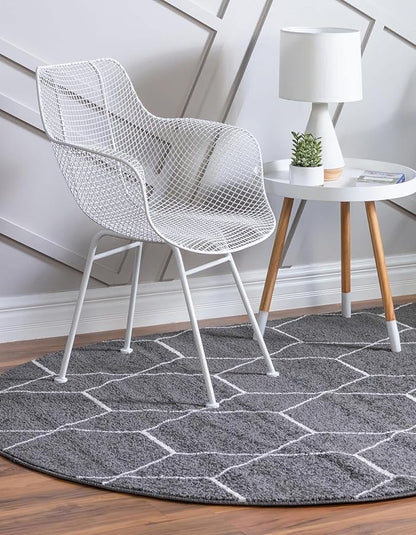 Unique Loom Trellis Frieze Collection Area Rug - Geometric (3' x 5' Oval, Dark Gray/ Ivory)