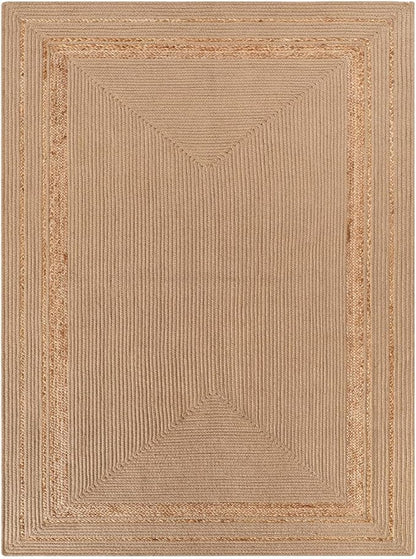 DEXI Jute Rug Natural Fiber 6x9, Braided Woven Area Rugs No Shed, Large Soft Neutral Rustic Carpet Mat for Indoor Entryway Outdoor Patio Dining Living Room Bedroom Farmhouse, Beige/Natural