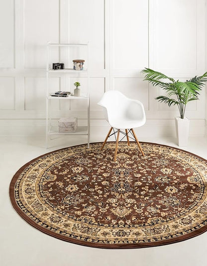Unique Loom Sialk Hill Collection Area Rug - Washington (3' 3" Round Brown/Black)