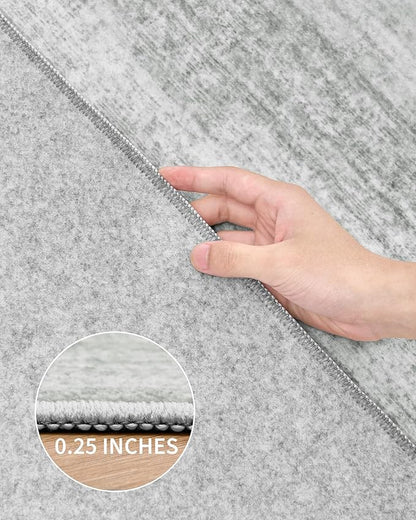 Art&Tuft Non-Slip Runner Rug - 3x5 Runner Rug Washable Low-Pile Rugs Runners, Soft Distressed Carpet Runner for Bedroom Bathroom Kitchen Laundry Living Room, Grey