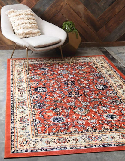 Unique Loom Sialk Hill Collection Area Rug - Washington (6' 1" x 9' Rectangle Terracotta/Cream)