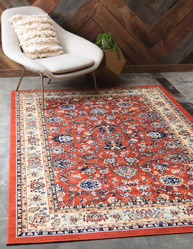 Unique Loom Sialk Hill Collection Area Rug - Washington (9' 10" x 13' 1" Rectangle Terracotta/Cream)