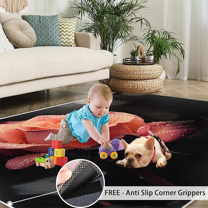 3x6 Florals Bedroom Rug Under Bed - Natural Flowers Kids Room Rugs, Realistic Rose Bedroom Runner Rug Soft Washable for Living Room Kitchen