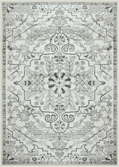 Lahome Area Rug 5x7 Washable Living Room Rug, Large Soft Bedroom Rug, Bohemian Medallion Non Slip Non Shedding Low Pile Accent Print Indoor Carpet for Dining Room Office Playroom, Beige