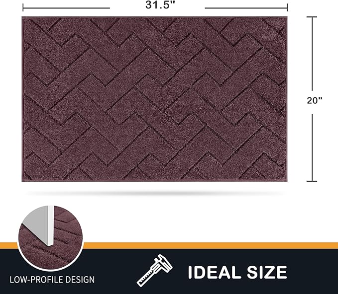 PURRUGS Dirt Trapping Door Mat 20" x 31.5", Non-Slip Machine Washable Entry Rug, Shoe Scraper, Dog Doormat, Super Absorbent Welcome Mat for Front & Back Door, Muddy Wet Shoes & Paws, Burgundy Red