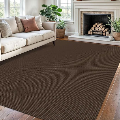 Braided Area Rug 6x9 Ft Washable Rugs for Living Room Non Slip Bedroom Rugs Boho Dining Room Rug Cotton Living Room Woven Floor Carpet for Nursery Playroom, Brown