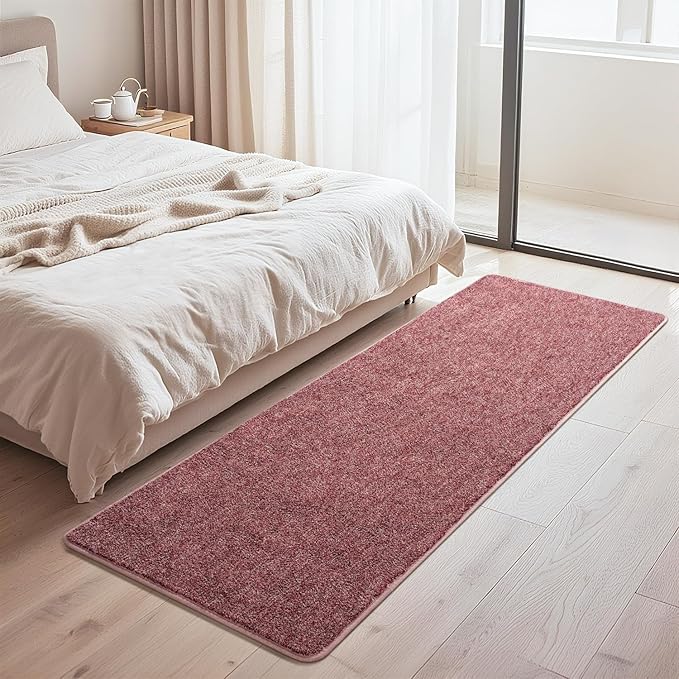 HQAYW 2x6 Soft Runner Rug for Hallways, Thickened Memory Foam Small Throw Bedside Rugs for Bedroom Living Room, Low Pile Washable Non Slip Carpet for Teens Kids Nursery Dorm Decor, Dark Red