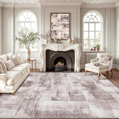 LUMI 8x12 Washable Low-Pile Area Rug for Living Room, Ultra Soft Modern Abstract Rugs Non Slip with Rubber Backing, High Traffic, Stain Resistant Carpets, Ideal for Bedroom, Dining Room, Indoor