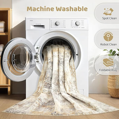 12x18 Rug Living Room: Washable Extra Large Abstract Modern Soft Area Rug Stain Resistant Indoor Floor Non-Slip Accent Carpet for Bedroom Nursery Playroom Office Dining Room Home House- Gray Gold