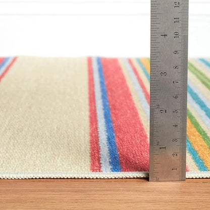 Dash & Albert Cady Stripe Multi Machine Washable Rug, 4 X 6 Feet, Multicolored Stripe Pattern - Premium Luxury Hotel Quality Soft Breathable Hypoallergenic Machine Washable Easy Care All Season