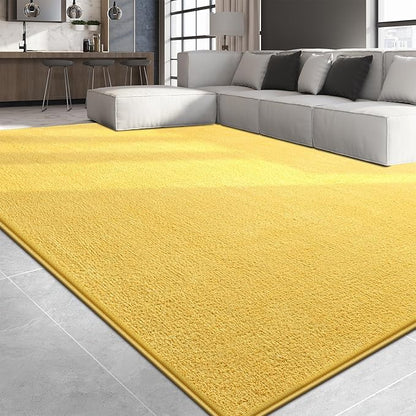 Large Area Rugs for Living Room Bedroom, 5x8 Feet Yellow Rug, Minimalist Modern Shag Rug, Soft Thick Comfy Memory Foam Indoor Carpet, Non-Slip Washable Rug for Boys Girls Dorm Nursery Room Home Decor