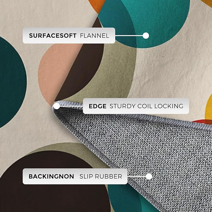 Mid Century Modern Rugs for Home Decor, 4x5 ft, Boho Geometric Circle Area Rugs for Living Room, Soft Non Slip Washable Abstract Geometry Carpet Bedroom Decorations Dt-Ghf-19