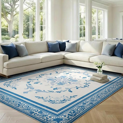 SOULFUL Medium Pile 2x3 Entryway Rug - Cozy Soft Underfoot Small Area Rug - Blue Boho Floral - Washable Non-Slip - Perfect for Hallway Kitchen Bedroom Bathroom Indoor Entrance