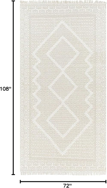 Mark&Day Wool Rugs, 6x9 Nishnabotny Cottage Medium Beige Area Rug, Beige Carpet for Living Room, Bedroom or Kitchen (6' x 9')