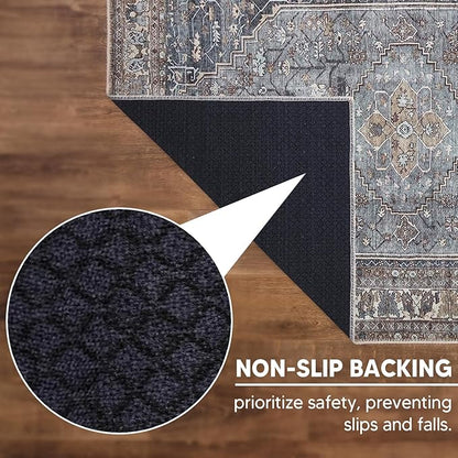 Keen Home Design 2x10 Rug - Machine Washable Runner Rug with Non-Slip Backing, Ideal for Hallway, Entryway, Kitchen, Laundry Room - Vintage, Easy Clean, Durable, Low Pile - (2'6" x 10')