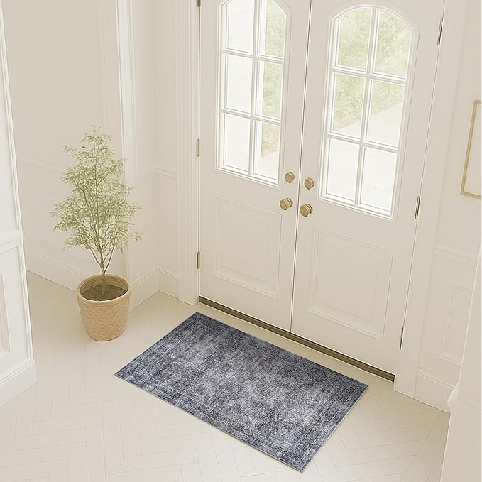 Fame Rugs Turkish Rug. Washable Vintage Oriental Antique Inspired Traditional Doormat Small Modern Area Rugs Luxury Entryway Entry Bedroom Bathroom Kitchen (396NN, 2' x 3')
