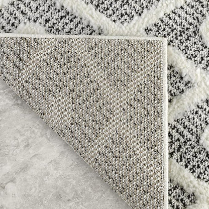 Antep Rugs Palafito 2x5 Geometric Shag Diamond High-Low Pile Textured Indoor Area Rug (Gray, 2' x 5')