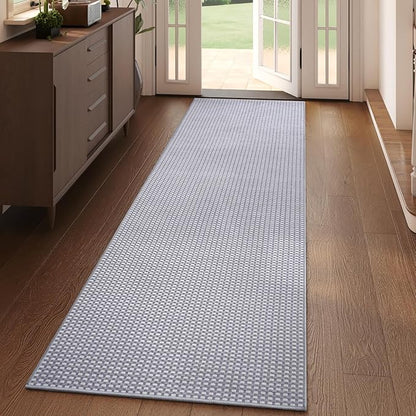 2x6 ft Boho Kitchen Runner Rugs Mat Woven Runners for Hallways Washable Non Slip, Soft Long Entryway Laundry Hall Floor Runner Carpet for Indoor Backdoor Bedroom Kitchen Living Room, Gray