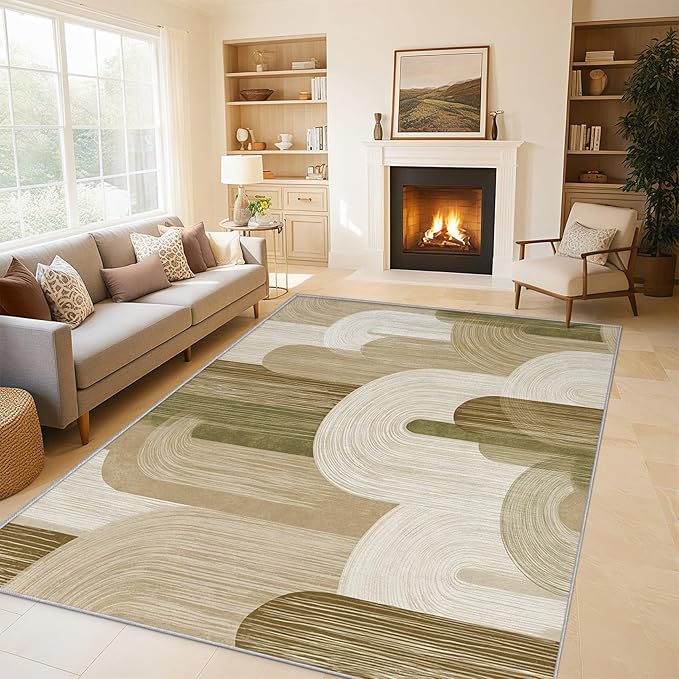 Abstract Geometry Rugs for Entryway, 2x3 ft, Minimalist Geo Arched Area Rugs for Bedroom Kitchen Entrance, Soft Non Slip Washable Mid Century Modern Indoor Door Mat Home Decorations Dt-Ghf-19
