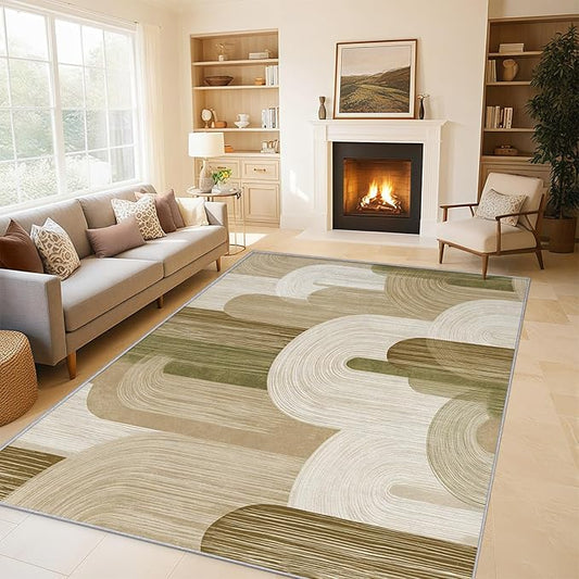 Abstract Geometry Rugs for Home Decor, 3x4 ft, Minimalist Geo Arched Area Rugs for Living Room, Soft Non Slip Washable Mid Century Modern Carpet Bedroom Decorations Dt-Ghf-19