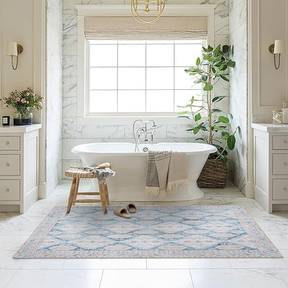 Washable Area Rug, Modern Farmhouse, Vintage, Turkish, Bohemian, Distressed, Oriental, Traditional, Rugs for Living Room, Dining, Bedroom, Office, Entryway, Foyer, (852CB, 2' x 3')