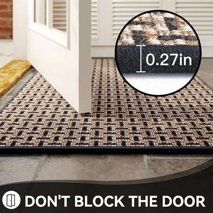 Indoor Door Mat Dirt 36x60 Resistant and Absorbent, Non-Slip Rubber Backing Floor Mats, Easy Clean Low-Profile Doormat for Entryway, Front Door, Inside Entrance Black