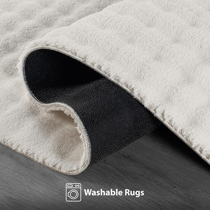 CAMILSON Modern White Non Slip Runner Rug 2x7 Ultra Soft High Pile Kitchen Rugs Non Skid Rubber Backing Durable & Easy to Clean Carpet for Entryway Bathroom Indoor Use (2 x 7 White)