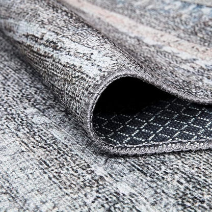 Bloom Rugs Washable Non-Slip 6' x 9' Rug - Gray/Blue/Blush Modern Abstract Area Rug for Living Room, Bedroom, Dining Room, and Kitchen - Exact Size: 6' x 9'