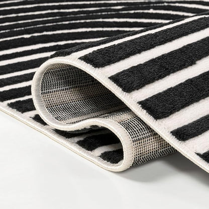 JONATHAN Y Hallie High-Low Curve Black/White 3x5 Indoor Area Rug, Minimalist Geometric, Modern, Non-Shedding, Stain Resistant for Bedroom, Living Room, Kitchen (SCN100F-3)