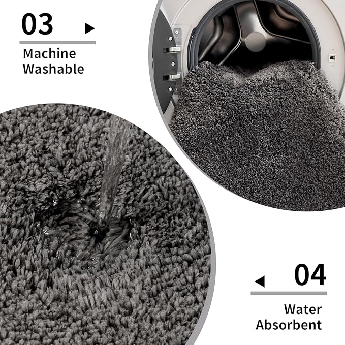 Bathroom Runner Rug 24x70 Dark Grey Non Slip Fluffy Long Bath Mat for Bathroom Floor Washable Plush Luxury Bath Rug for Tub Absorbent Shower Sink Mat Bedside Rug
