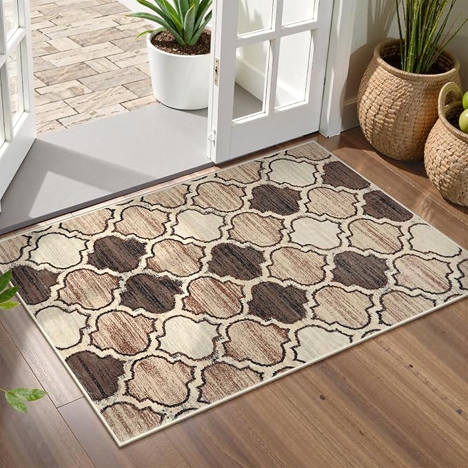 Lahome Moroccan Entry Rug - 2x3 Small Area Rug Washable Rug Non-Slip- Rugs for Entryway Soft Throw Bathroom Door Mat Indoor Entrance Capet for Bedroom Laundry Room
