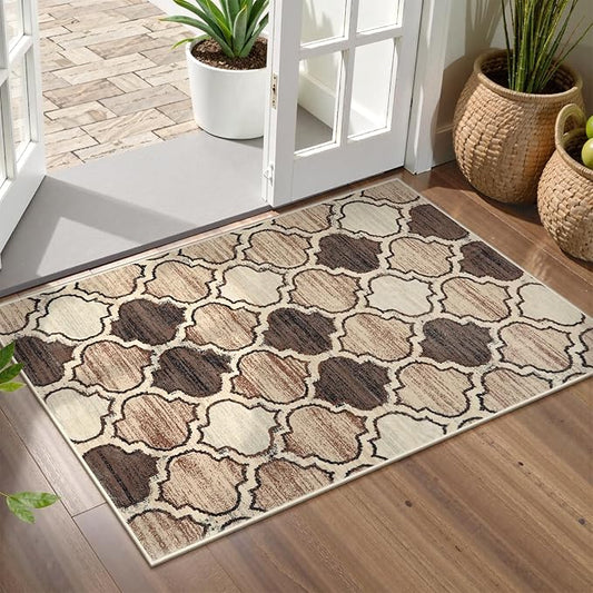 Lahome Moroccan Entry Rug - 2x3 Small Area Rug Washable Rug Non-Slip- Rugs for Entryway Soft Throw Bathroom Door Mat Indoor Entrance Capet for Bedroom Laundry Room
