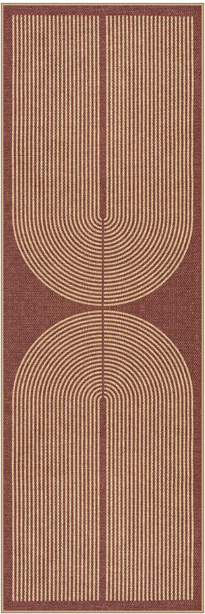 Lahome Modern Rainbow Easy Jute 2x6 Runner Rug, Red Runners for Hallways Non Slip Washable Kitchen Rugs, Farmhouse Stain Resistant Non Shedding Low Pile Indoor Outdoor Carpet for Laundry Entryway