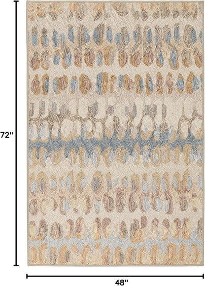 Dash and Albert Paint Chip Machine Washable Area Rug - 4' x 6' Natural - Geometric Accent Rug - Anti-Slip Backing, Lightweight, Machine Washable, High Traffic Areas Kitchen, Mudroom, Laundry Room