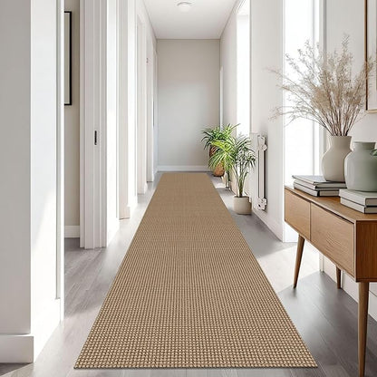 IOHOUZE Washable Exrea Long Hallway Runner Rug 2.6x16 Rubber Backed Kitchen Runner Entryway Runner Indoor, Woven Rugs Floor Carpet for Kitchen Hall Entryway Stair, Orange/Tan/Brown