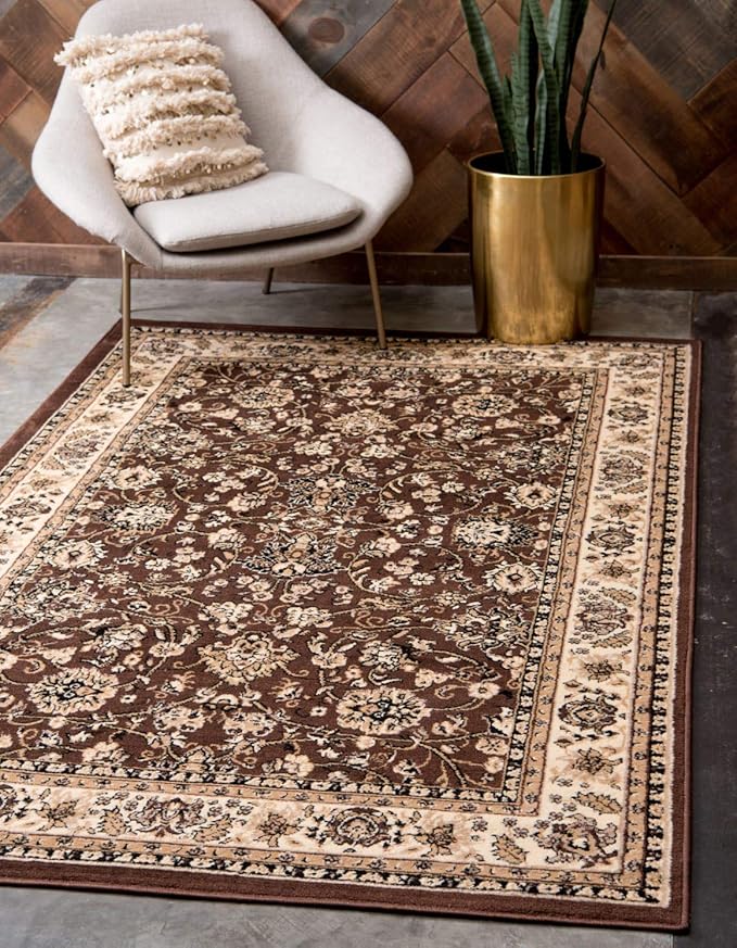 Unique Loom Sialk Hill Collection Area Rug - Washington (4' 1" x 6' 1" Rectangle Brown/Black)