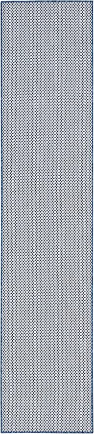Nourison Home Courtyard Ivory Blue 2' x 6' Area Rug - Easy Clean, Non Shedding, Bed Room, Living Room, Dining Room, Kitchen (6' Runner)