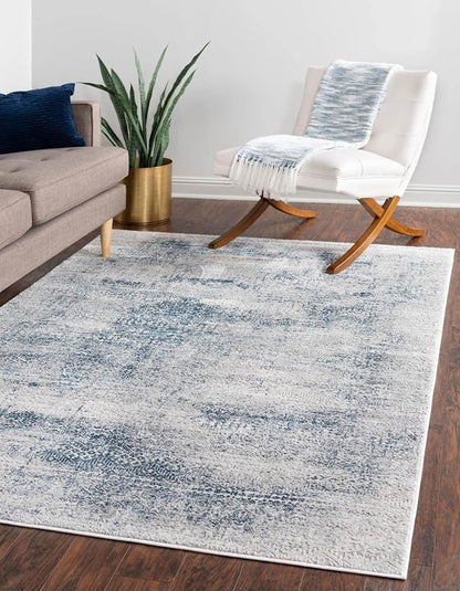 Unique Loom Finsbury Collection Area Rug - Sarah (6' 1" x 9' Rectangle, Blue/ Ivory)