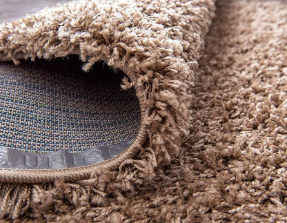 Unique Loom Solid Shag Collection Area Rug (10' x 13' 1" Rectangle, Sandy Brown)