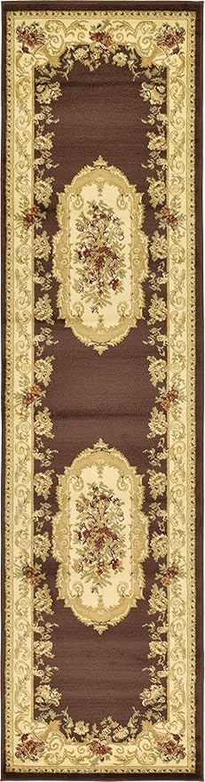 Unique Loom Versailles Collection Traditional Classic Floral Motif Area Rug (2' 7 x 10' 0 Runner, Brown/ Ivory)